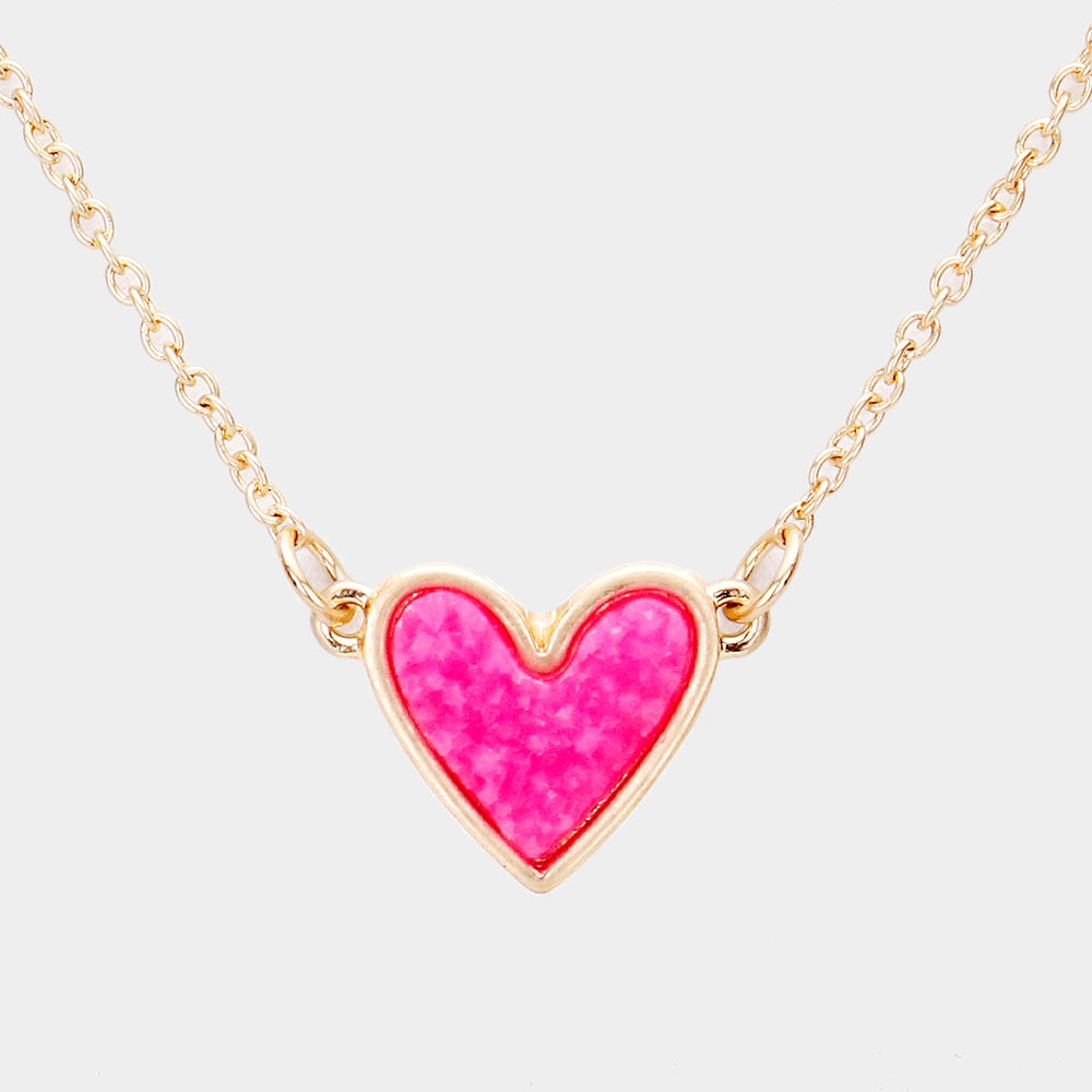 Druzy Heart Pendant Necklace