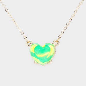 Heart Stone Pendant Necklace