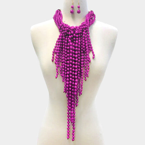 Multi Pearl Strand Statement Necklace