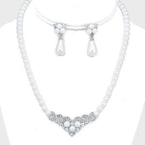 Crystal Accented Pearl Collar Necklace