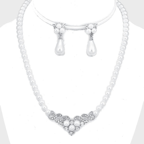 Crystal Accented Pearl Collar Necklace