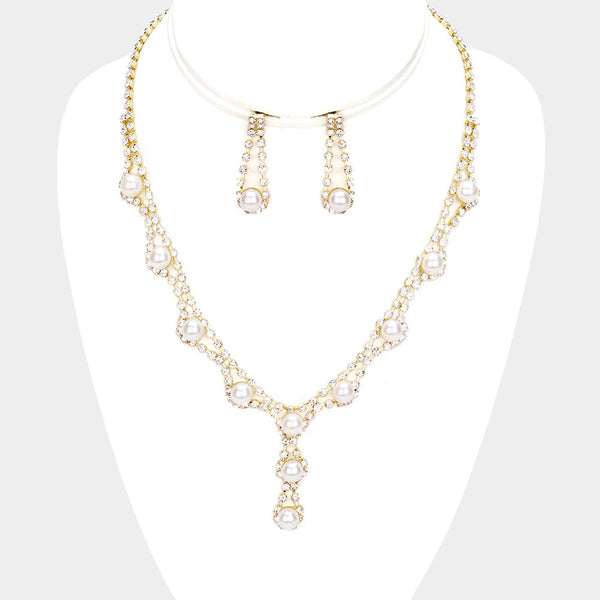 Crystal Rhinestone Pearl Necklace