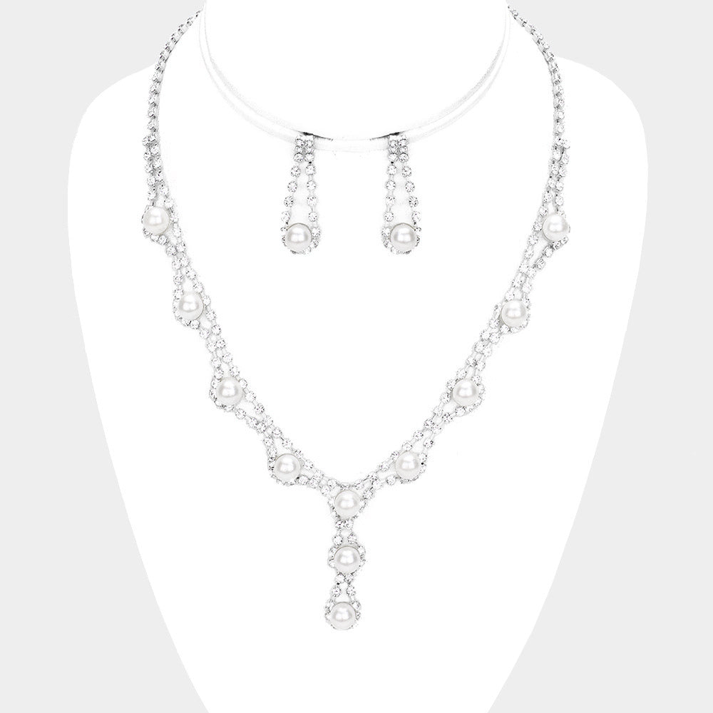 Crystal Rhinestone Pearl Necklace