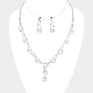 Crystal Rhinestone Pearl Necklace