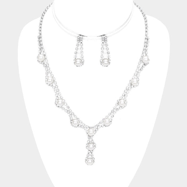 Crystal Rhinestone Pearl Necklace