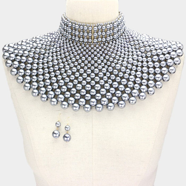 Pearl Armor Bib Choker Necklace