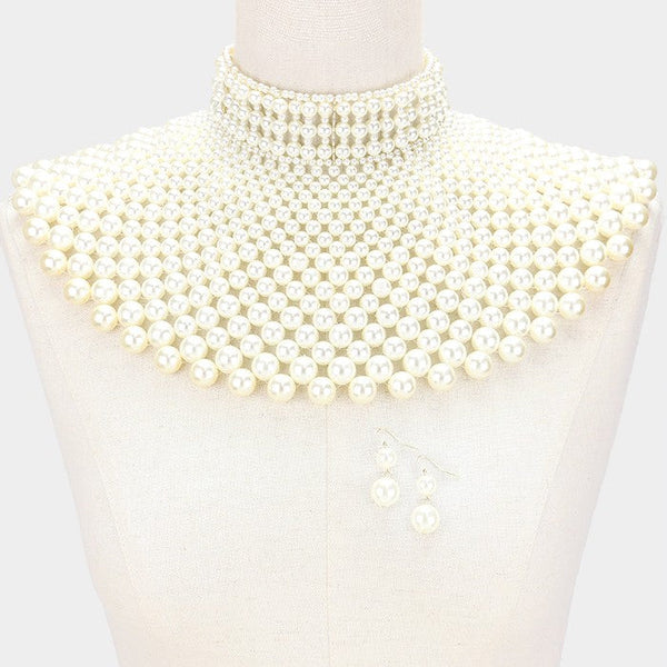 Pearl Armor Bib Choker Necklace