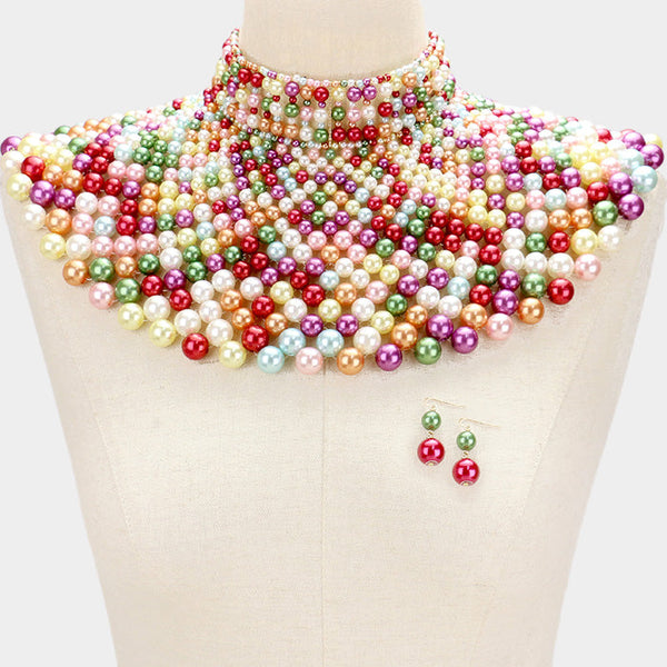 Pearl Armor Bib Choker Necklace