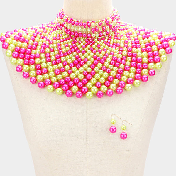 Pearl Armor Bib Choker Necklace