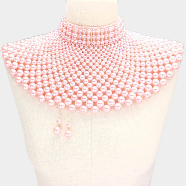 Pearl Armor Bib Choker Necklace