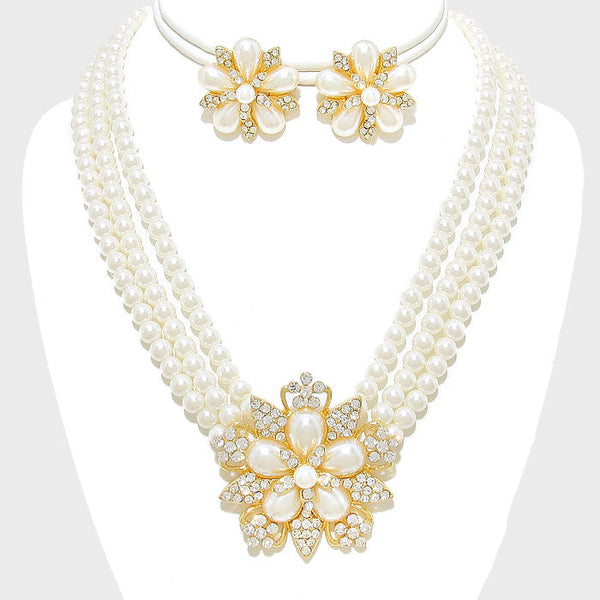 Pearl Bloom 3-row Necklace