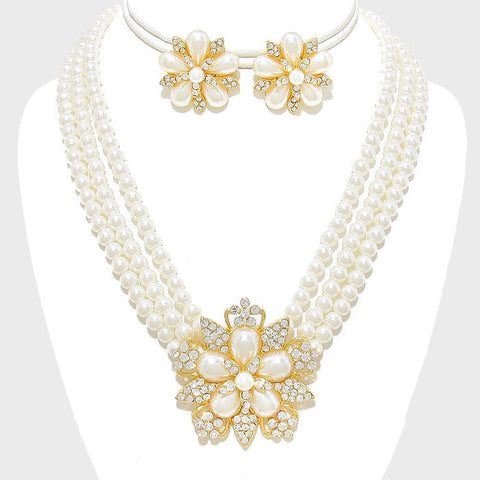 Pearl Bloom 3-row Necklace