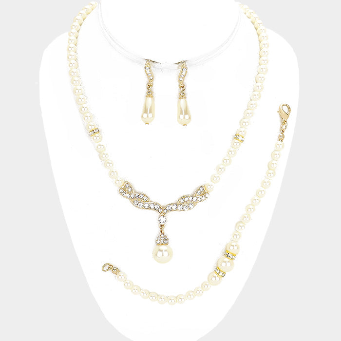 Pearl Marquise Necklace Jewelry Set