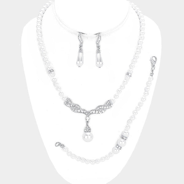 Pearl Marquise Necklace Jewelry Set