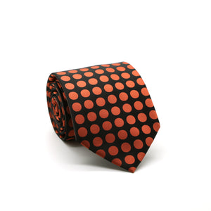 Mens Dads Classic Orange Circle Pattern Business Casual Necktie & Hanky Set PO-7