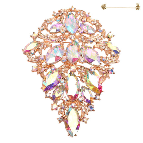 LARGE GOLD BROOCH AB STONES