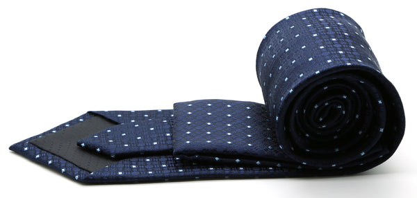 Mens Dads Classic Navy Geometric Pattern Business Casual Necktie & Hanky Set R-4