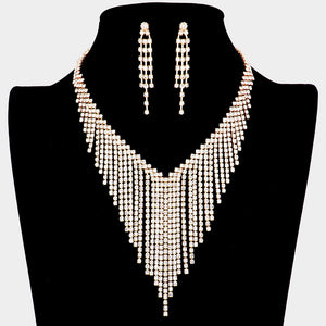 Rhinestone Fringe Necklace