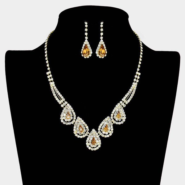 Teardrop Accented Rhinestone Necklace
