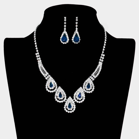 Teardrop Accented Rhinestone Necklace