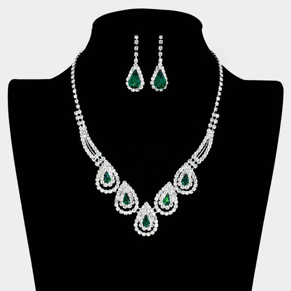 Teardrop Accented Rhinestone Necklace