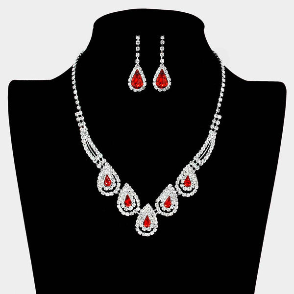 Teardrop Accented Rhinestone Necklace