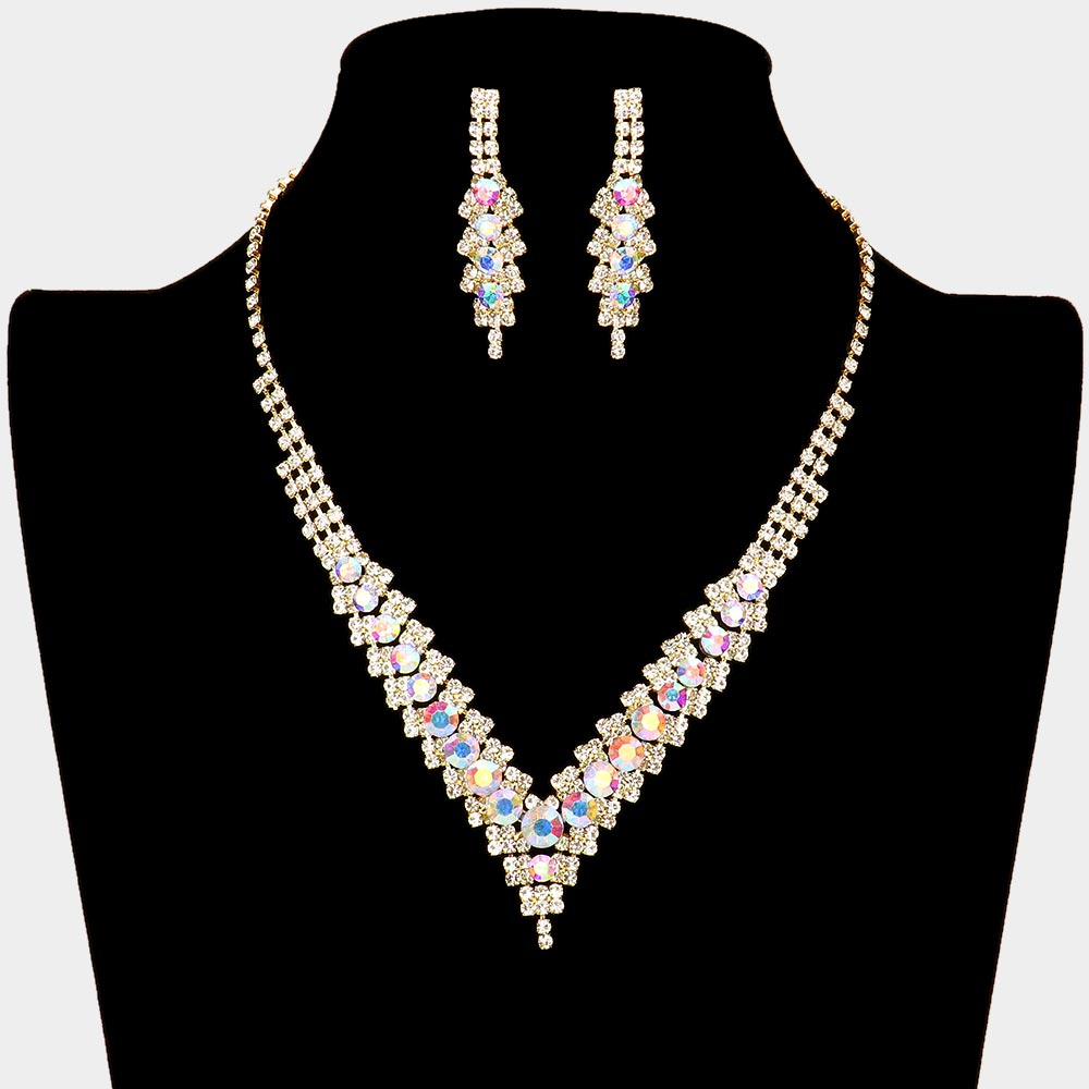 V-neck Collar Rhinestone Necklace