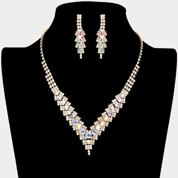 V-neck Collar Rhinestone Necklace