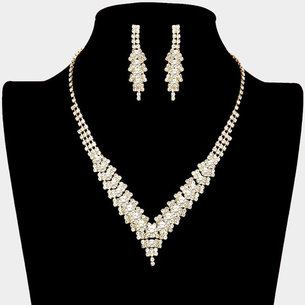 V-neck Collar Rhinestone Necklace