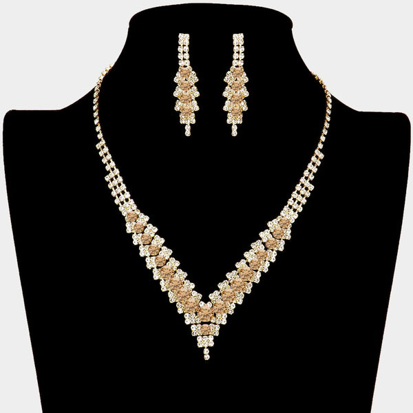 V-neck Collar Rhinestone Necklace