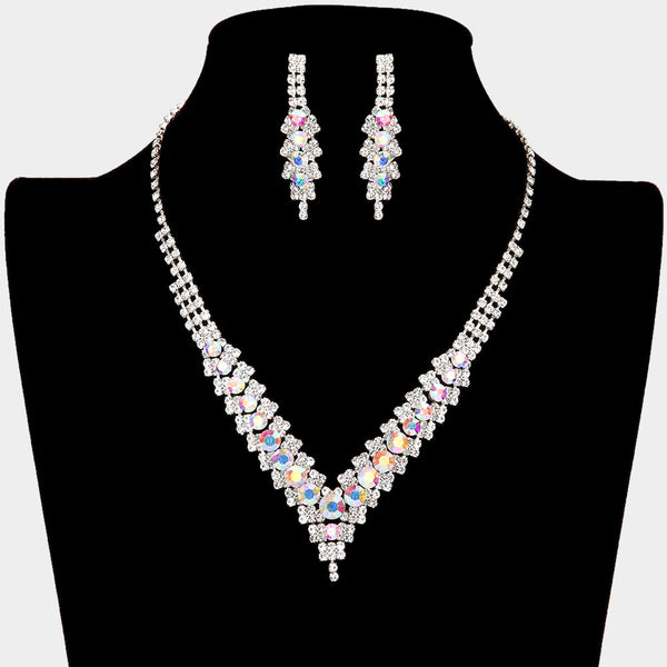 V-neck Collar Rhinestone Necklace