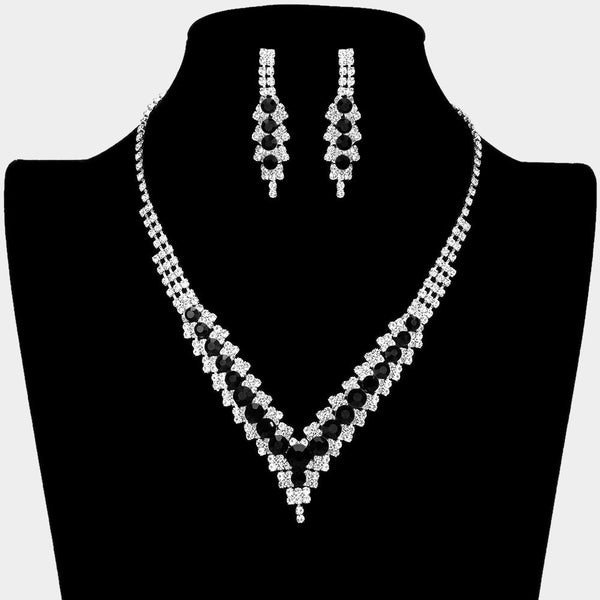 V-neck Collar Rhinestone Necklace