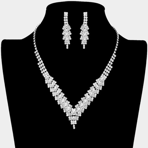 V-neck Collar Rhinestone Necklace