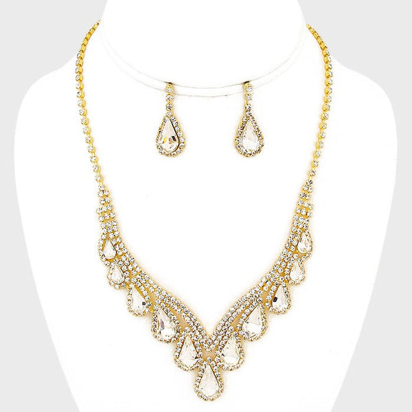 Teardrop Crystal Rhinestone Collar Necklace