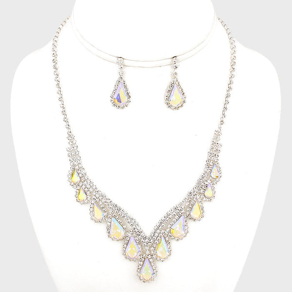 Teardrop Crystal Rhinestone Collar Necklace