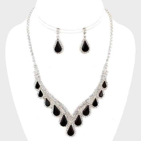 Teardrop Crystal Rhinestone Collar Necklace