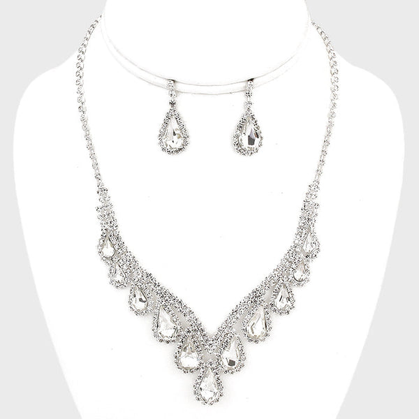 Teardrop Crystal Rhinestone Collar Necklace