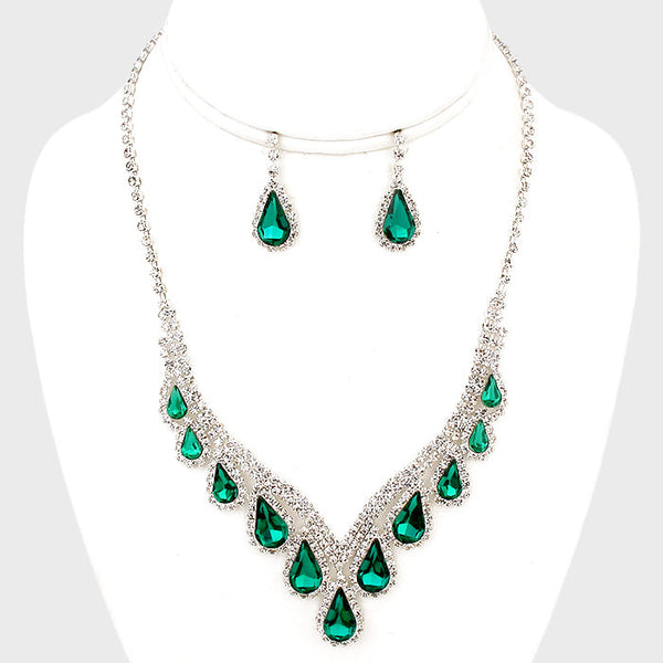 Teardrop Crystal Rhinestone Collar Necklace