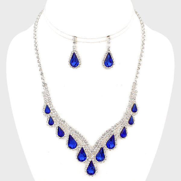 Teardrop Crystal Rhinestone Collar Necklace