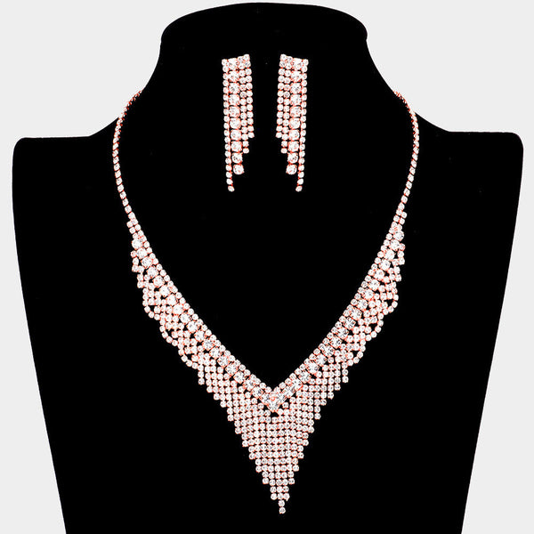 Rhinestone Fringe Necklace