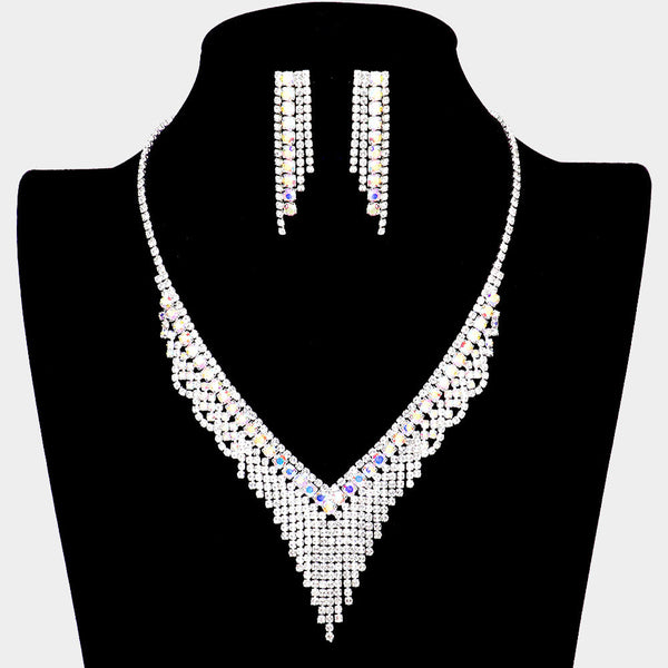 Rhinestone Fringe Necklace