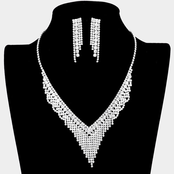 Rhinestone Fringe Necklace