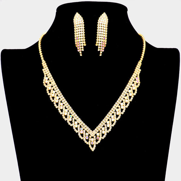 Bubble Stone Detailed Rhinestone Necklace