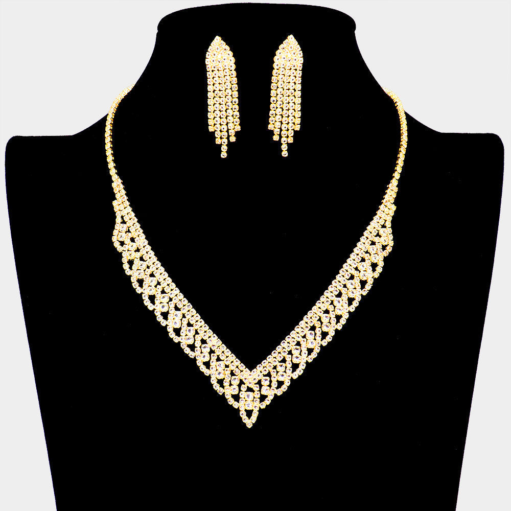 Bubble Stone Detailed Rhinestone Necklace
