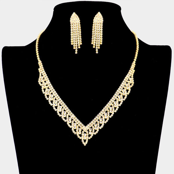 Bubble Stone Detailed Rhinestone Necklace