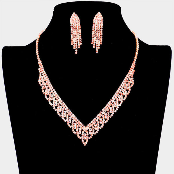 Bubble Stone Detailed Rhinestone Necklace
