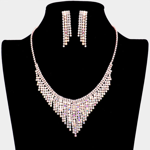 Rhinestone Fringe Necklace