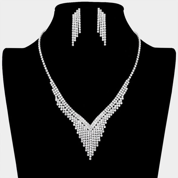 Rhinestone Fringe Necklace