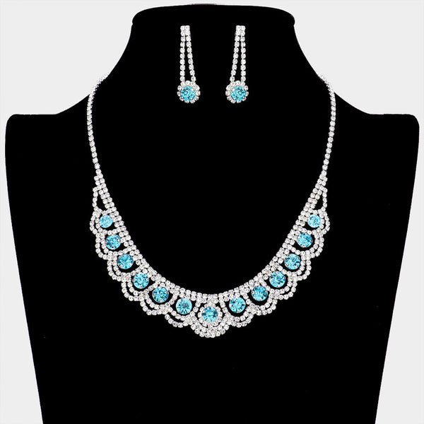 Round Stone Accented Rhinestone Necklace