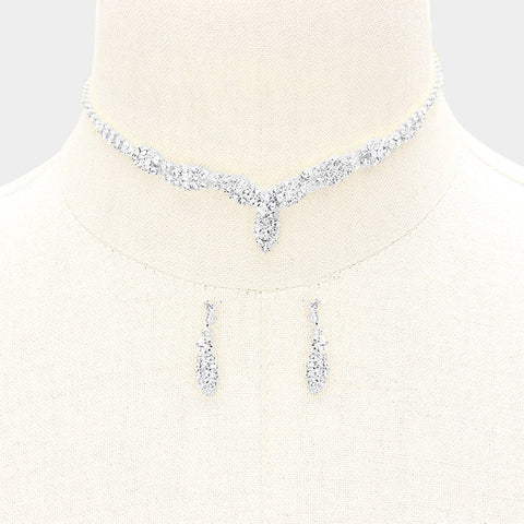 Crystal Rhinestone Pave Leaf Necklace